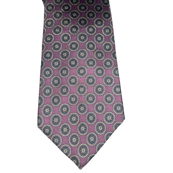 Oscar de la Renta Couture Tie in Purple with Gray Circles - Picture 2 of 3